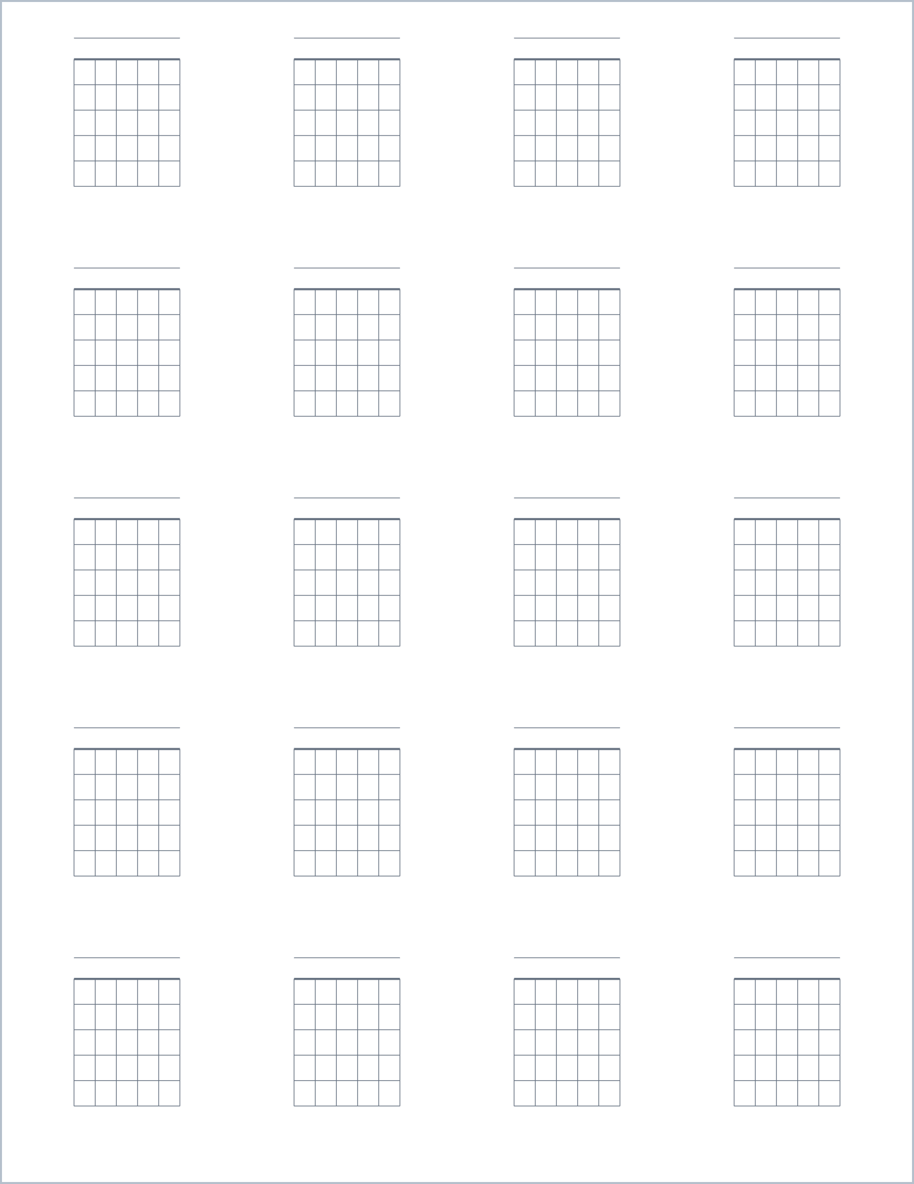 Chord boxes printable paper, US Letter