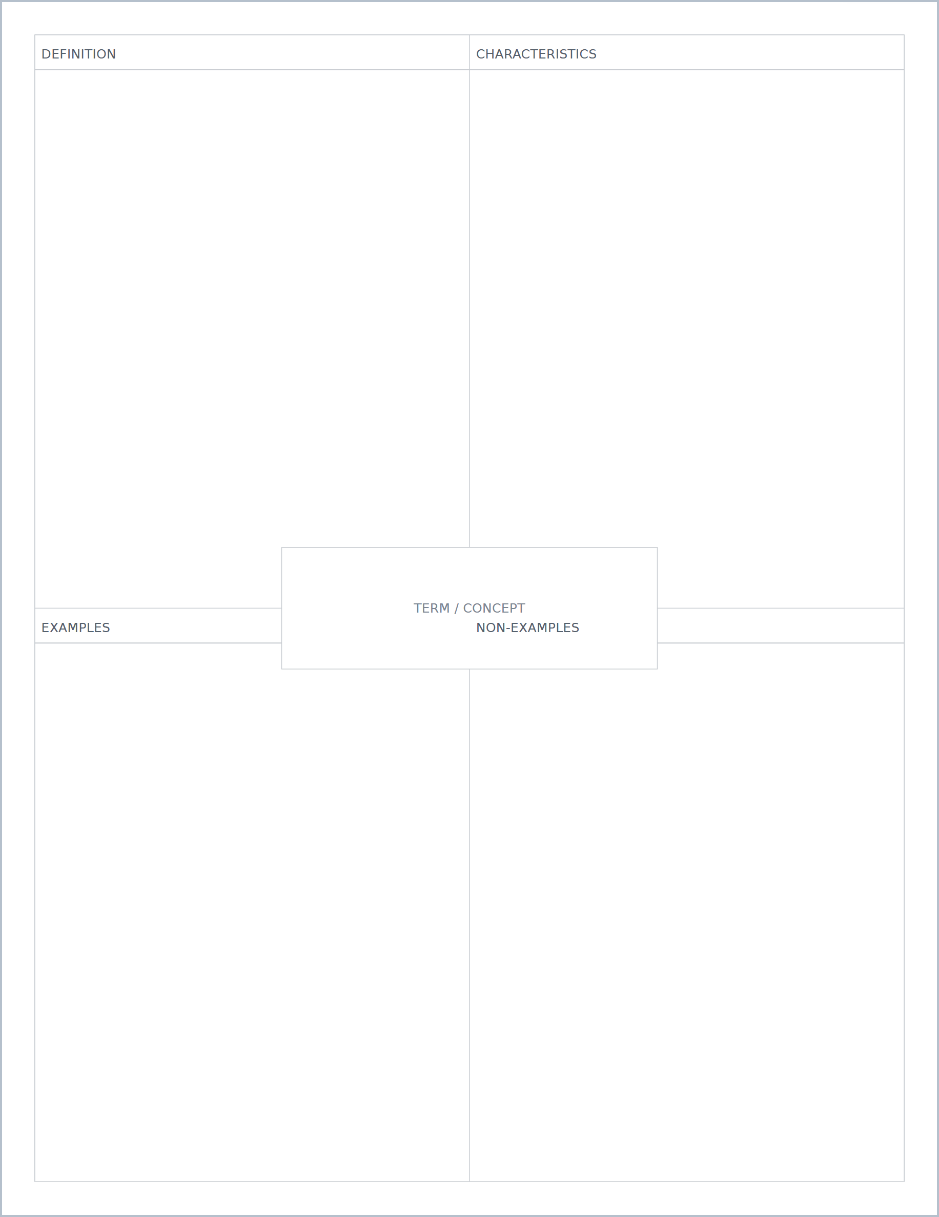Frayer model printable paper, US Letter