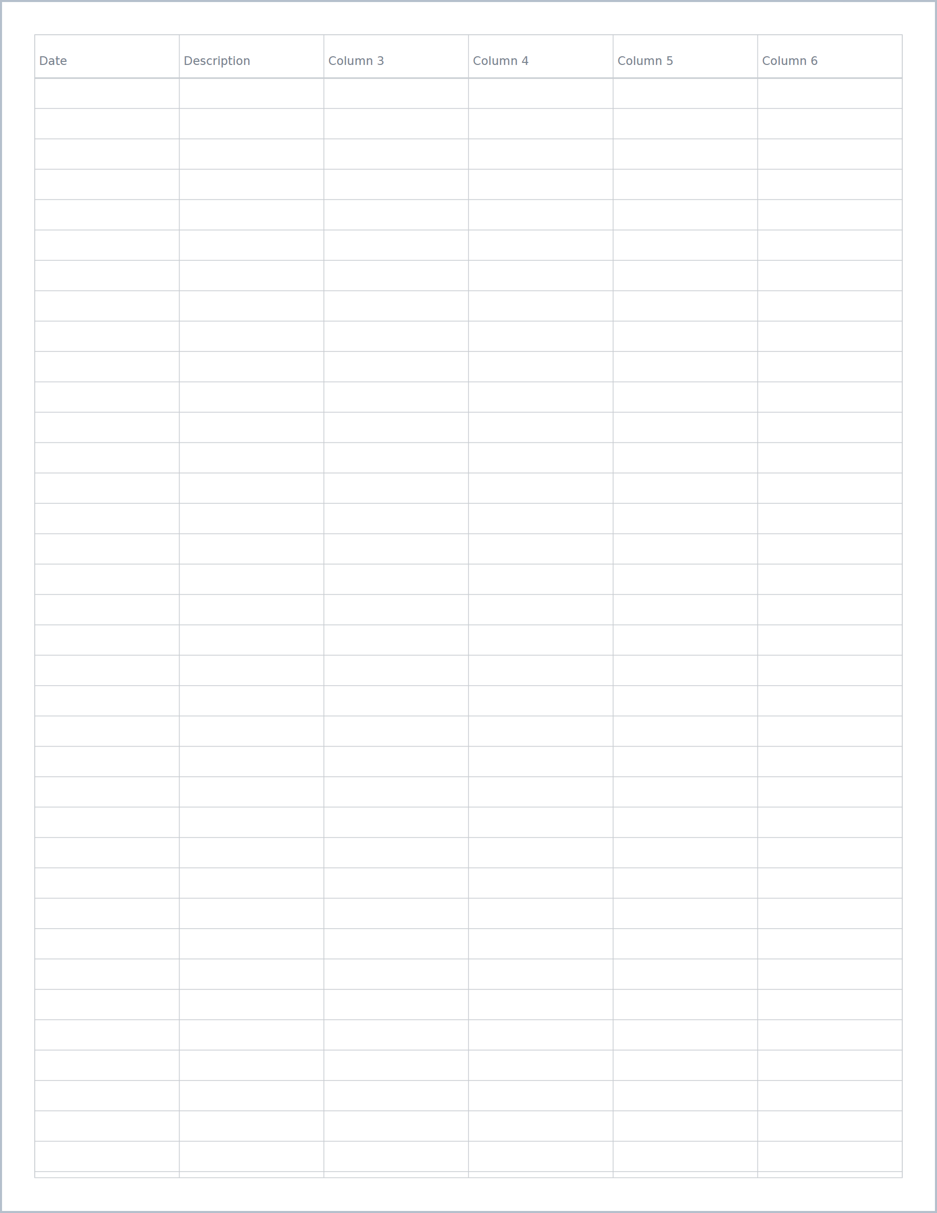 Ledger printable paper, US Letter