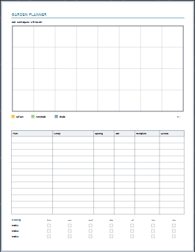 Garden planting planner printable paper