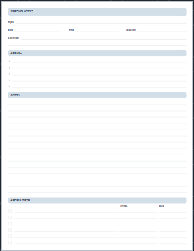 Meeting notes printable paper