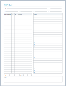 Recipe cards & kitchen sheets printable paper