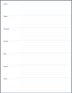 Weekly planner printable paper